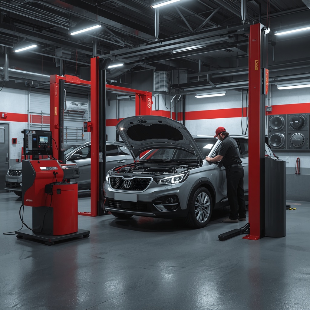 lucid origin Ultra realistic automotive workshop. Modern clean service. Professional mechanic 0